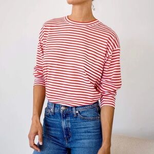 AYR Red and White Striped Long Sleeve Tee